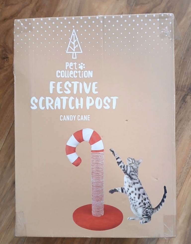  NEW LARGE HEAVY DUTY CANDY CANE FESTIVE SHAPED CAT SCRATCHING POST 