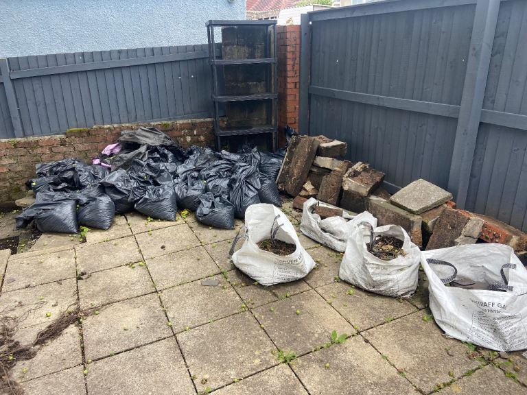 Rubble and about 30 bags of coloured stones 