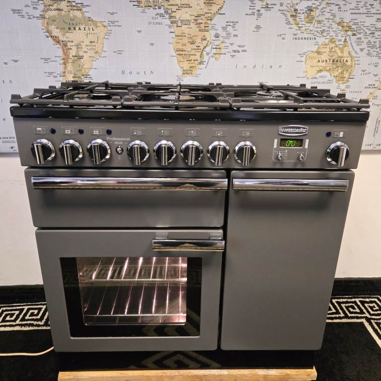 Rangemaster Professional Deluxe Dual Fuel Range Cooker in Slate Grey 90cm 