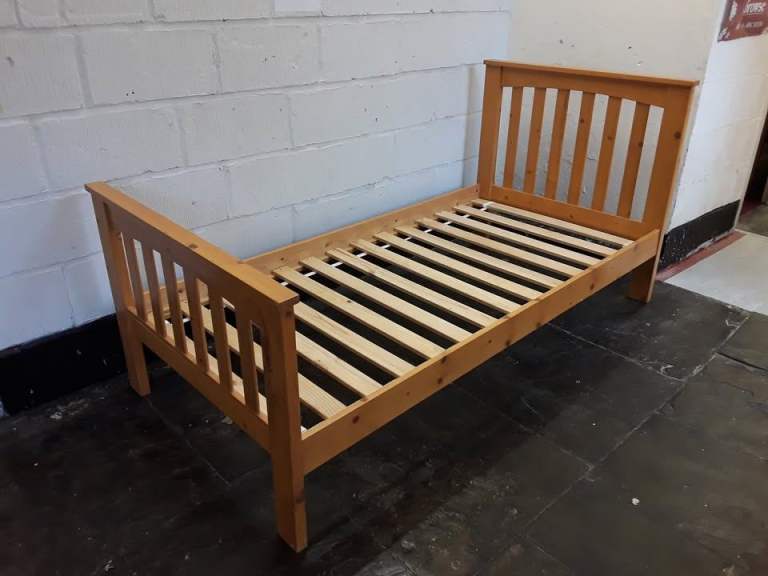 image for Solid pine single bed frame Copley Mill Low Cost Moves 2nd Hand Furniture STALYBRIDGE SK15 3DN