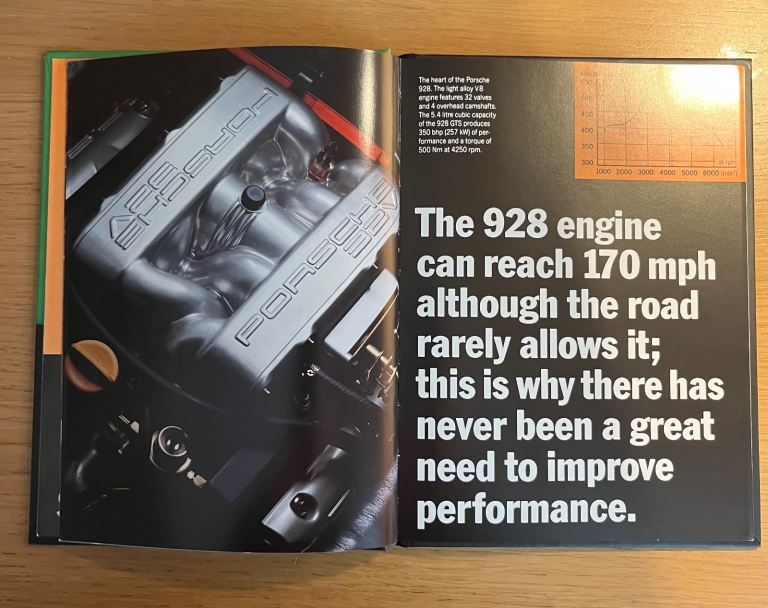 Porsche 928 hard back sales booklet brochure - 7/1994
