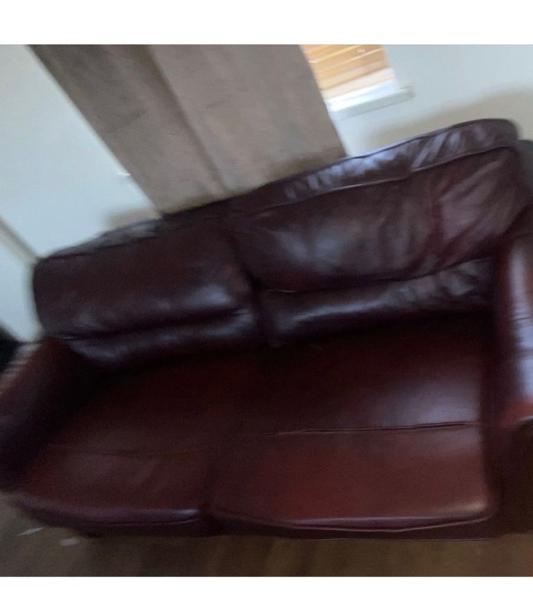 Two-Seater Brown Leather Sofa – Fair Condition