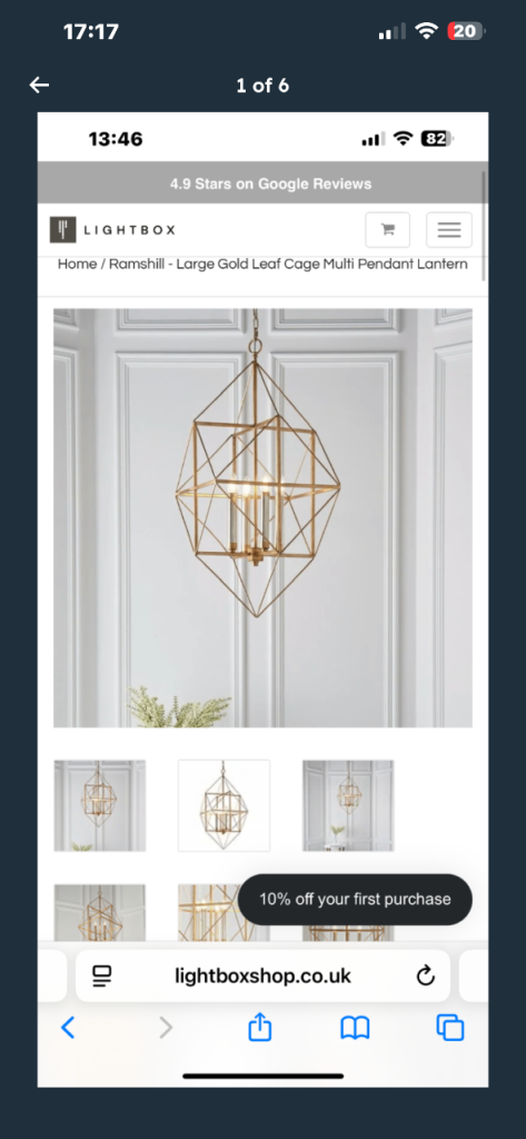 Large gold leaf cage pendant light