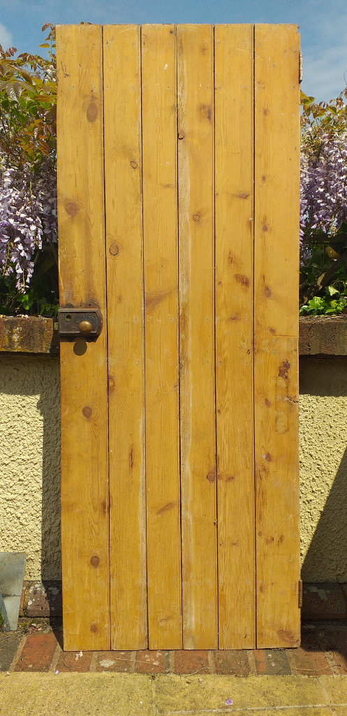 Vintage Rustic Pine Plank Ledged Door