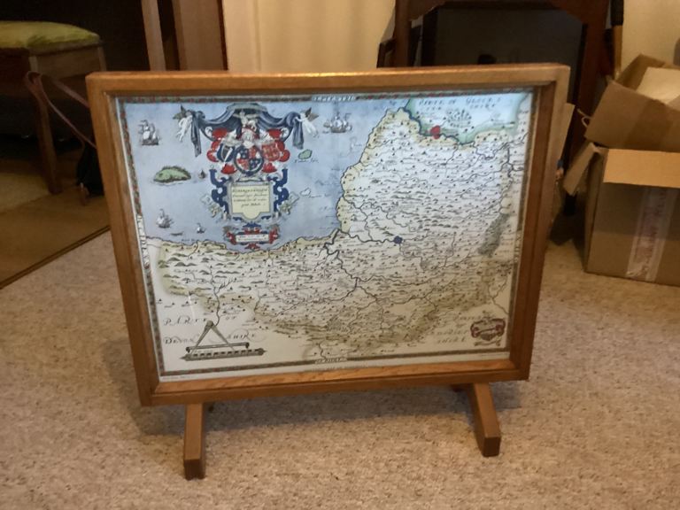 Usual vintage fire screen/ framed free standing print