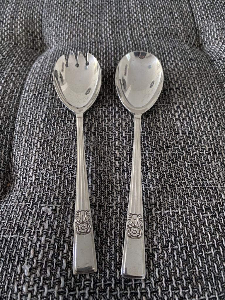Salad Servers Silver Plated Spoons / E. P. N. S.
