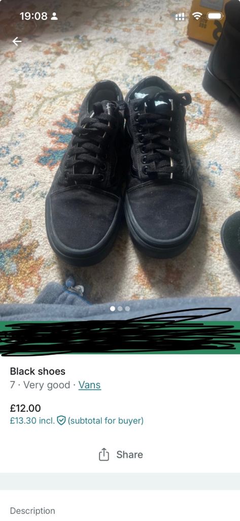 Vans Black Trainers Size 7 – Very Good Condition