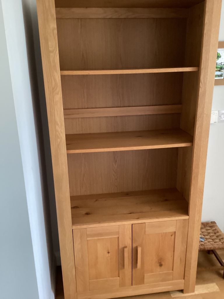 Oak Bookcase with Storage Cupboard
