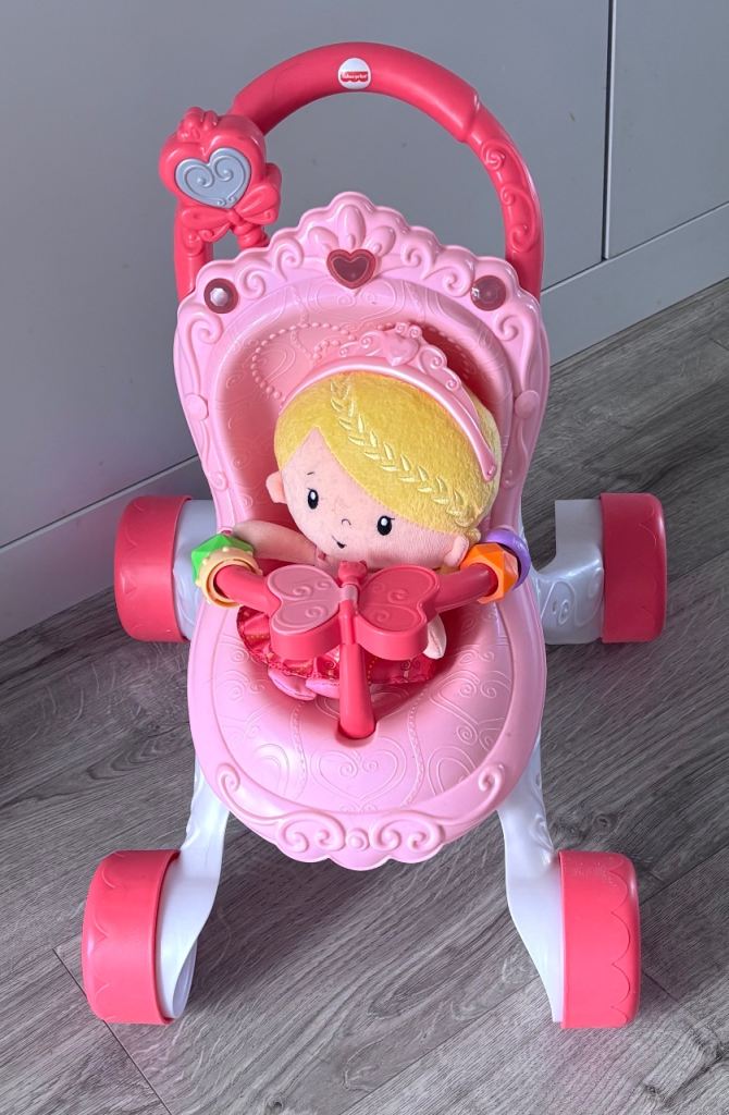 Fisher-Price Princess Stroll Along Musical Walker – Pink, Good Condition