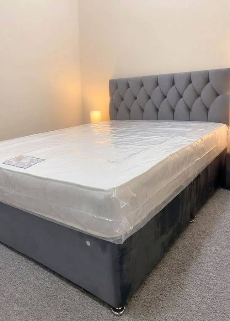 COD - 4FT6 Double Divan Bed Complete Set – Drawers, Headboard & Mattress Included 🏡 