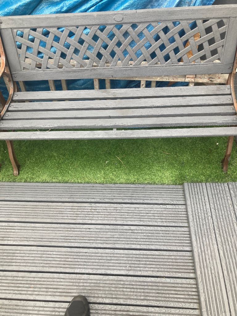 Garden Patio Bench – Grey Metal, Good Condition