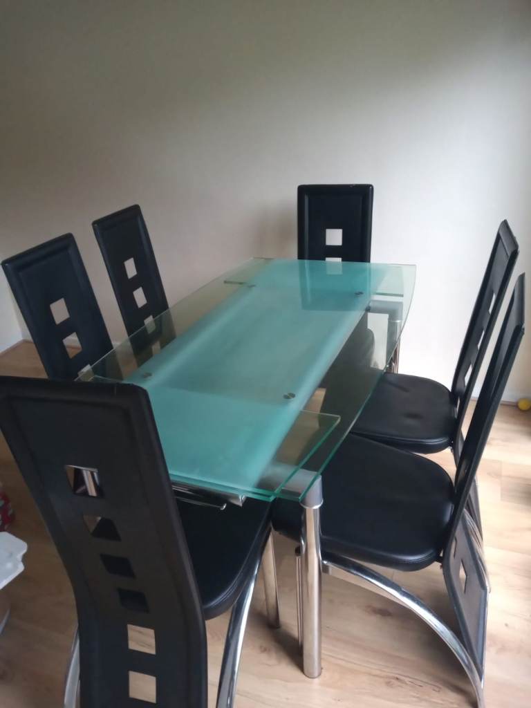 Glass Dining Table + 4 Chairs  