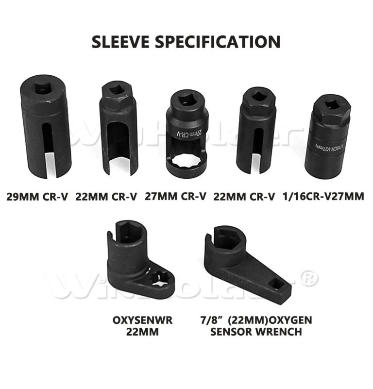 7PC OXYGEN LAMBDA SENSOR SOCKET REMOVAL SET TOOL KIT ENGINE 22/27/29MM w/Case