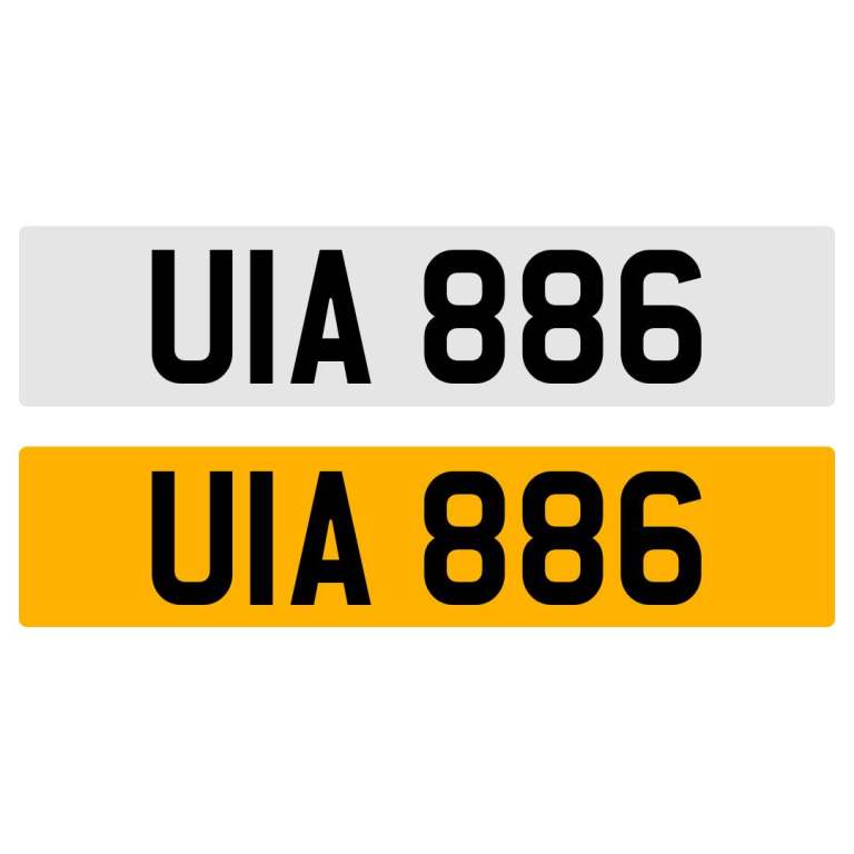 UIA 886 NUMBER PLATE NUMBERPLATE REGISTRATION CHERISHED DATELESS NORTHERN IRISH NI