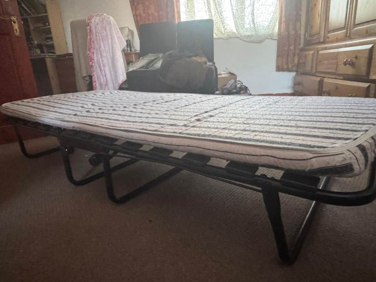 Single Folding Bed Frame + mattress