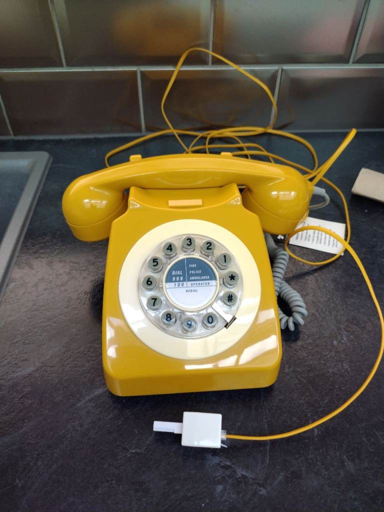 Retro Yellow Rotary Dial Telephone – Good Condition