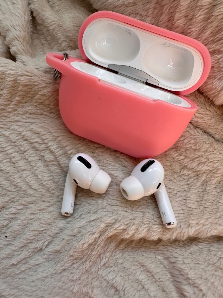 Apple AirPods Pro with Pink Silicone Case – Good Condition