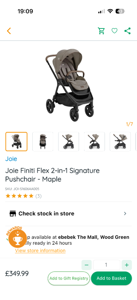   Joie Finiti Flex 2in1 Signature Pushchair – Maple
