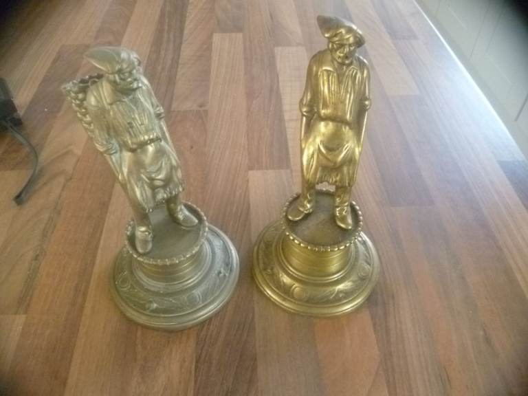   vintage Pair of Brass Figurines –match holders and cigar on the bar Brewery Items 