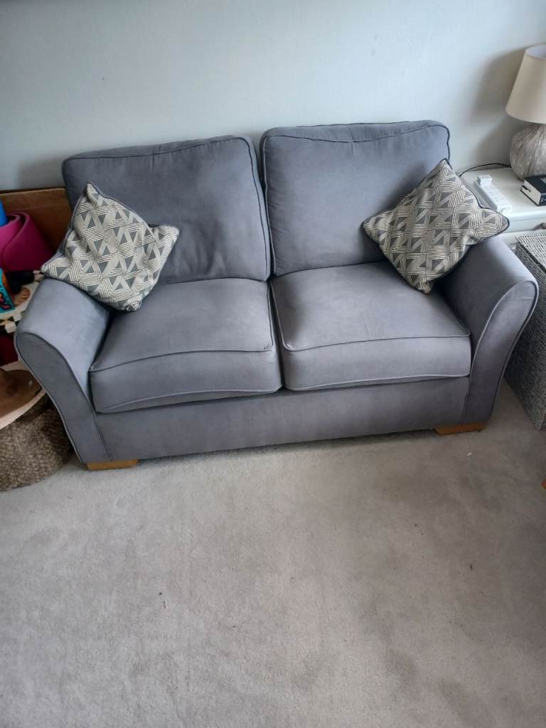 Comfy Grey Two-Seater Sofa – Good Condition