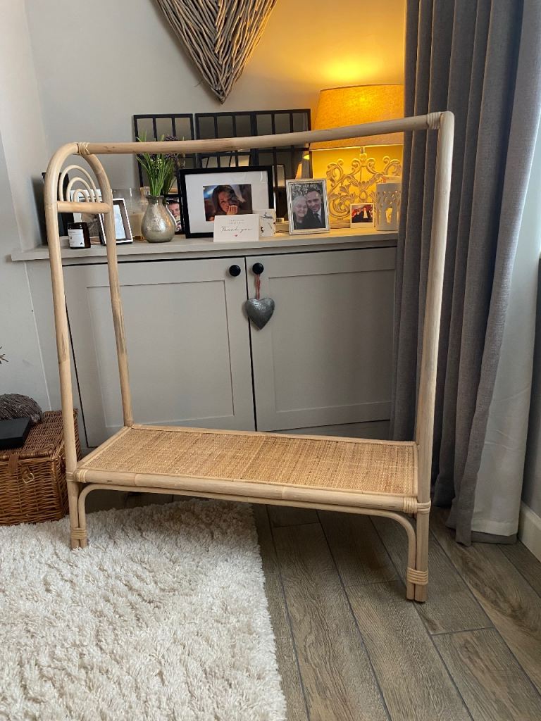 Rattan Clothes Rail / Wardrobe with Shelf