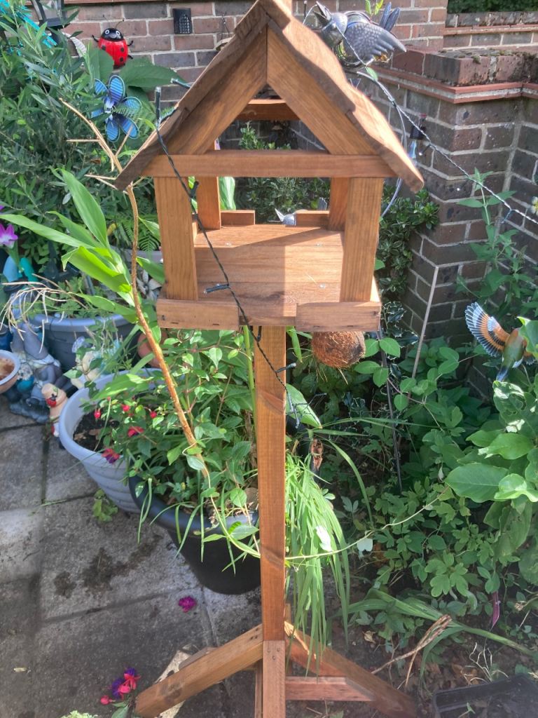 2 tall 30 each new Wooden Garden Bird Feeder on Stand – Good Condition