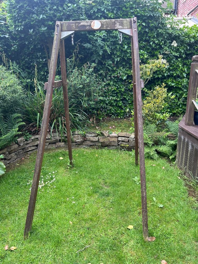Plum Wooden Garden Swing Frame – Fair Condition, Ready for Use