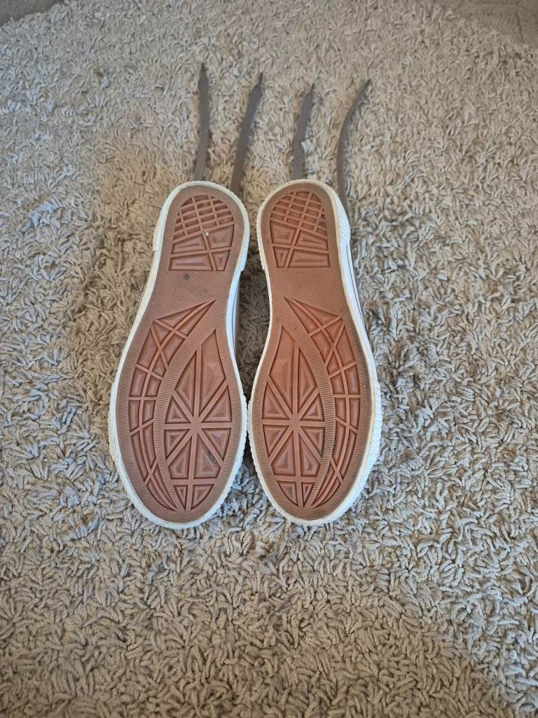 New Tu Sparkly Beige & White Laceup Trainers Immaculate 