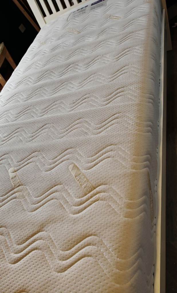 Single white bed with Benson mattress 