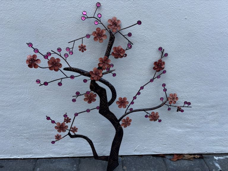 Pink flowers wall art