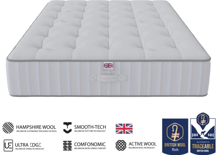 Original wool filled Millbrook European King size mattress 