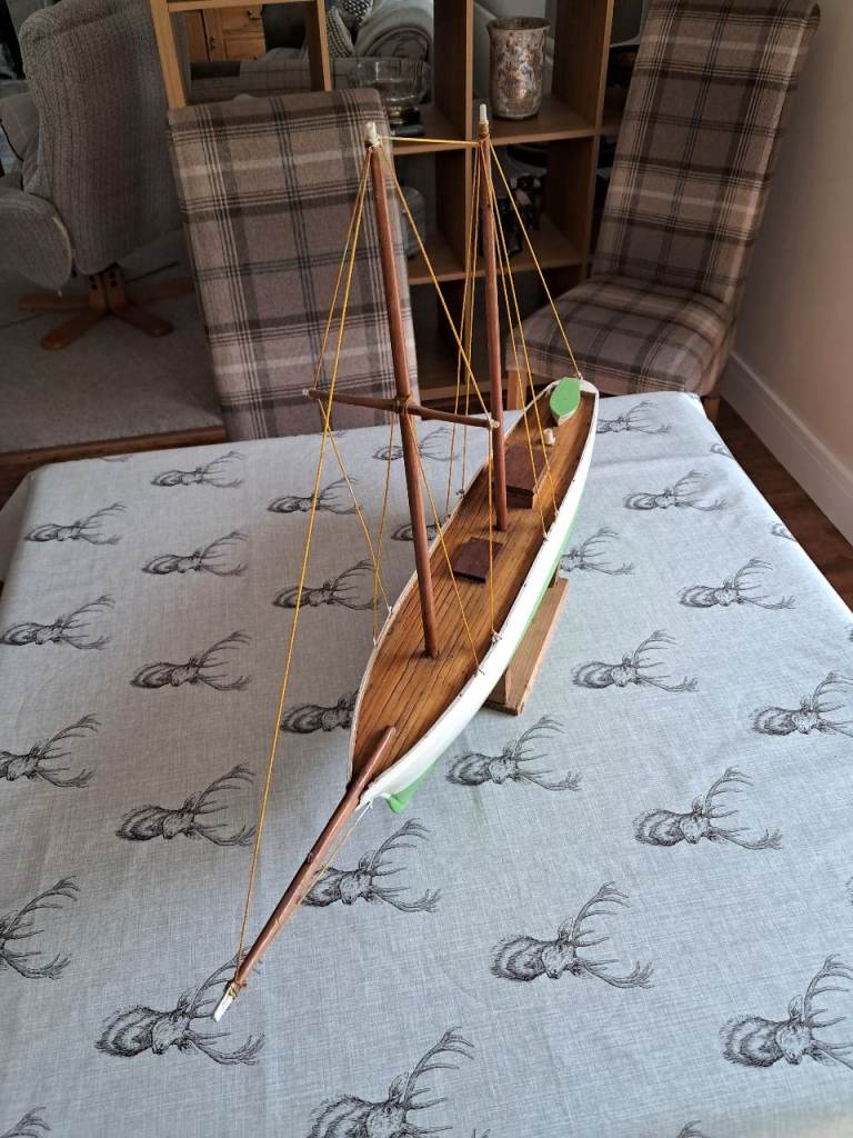 Vintage Wooden Model Sailing Boat/Schooner.