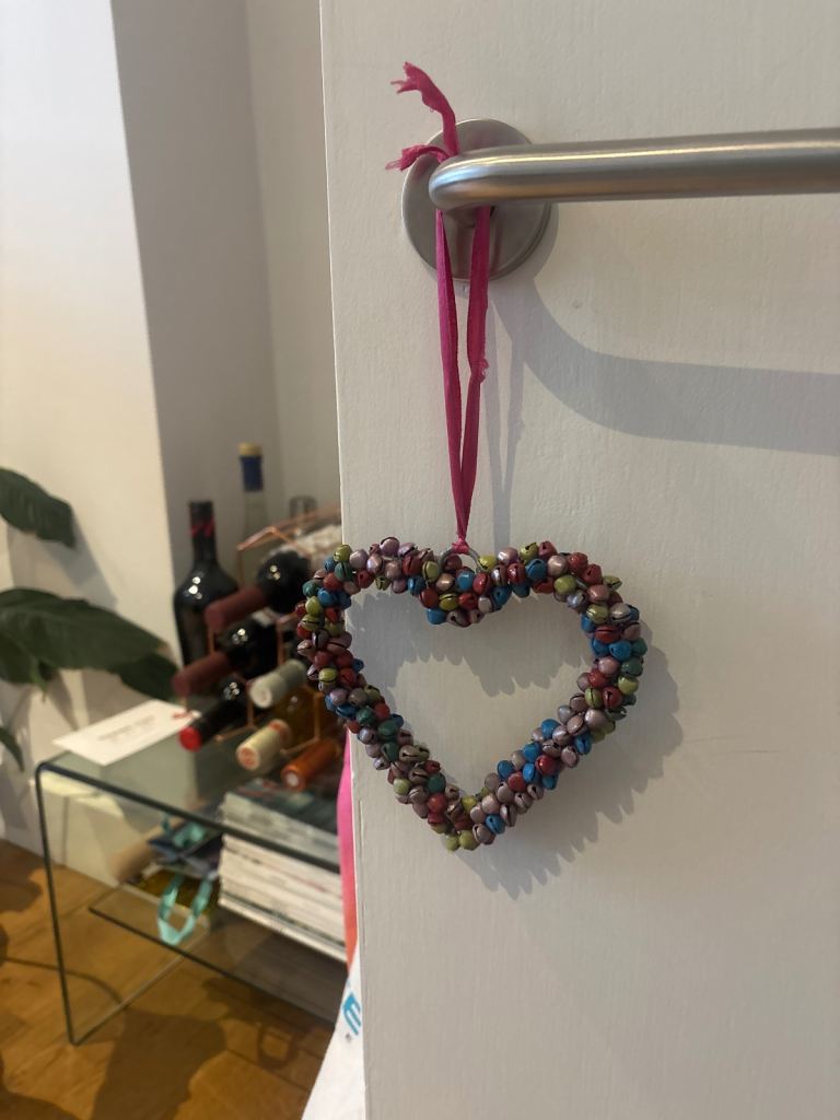 Multicoloured Beaded Heart Decoration – Good Condition