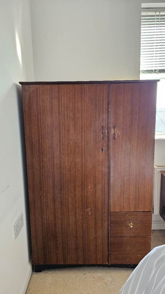 FREE. Two 1950s Dark Wood Wardrobes. 