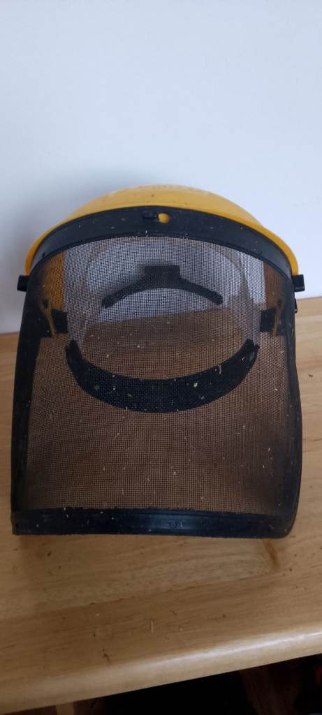 A bright hat ideal for strimming 