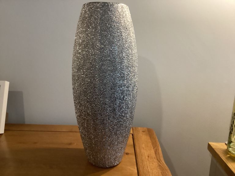 Silver tall vase