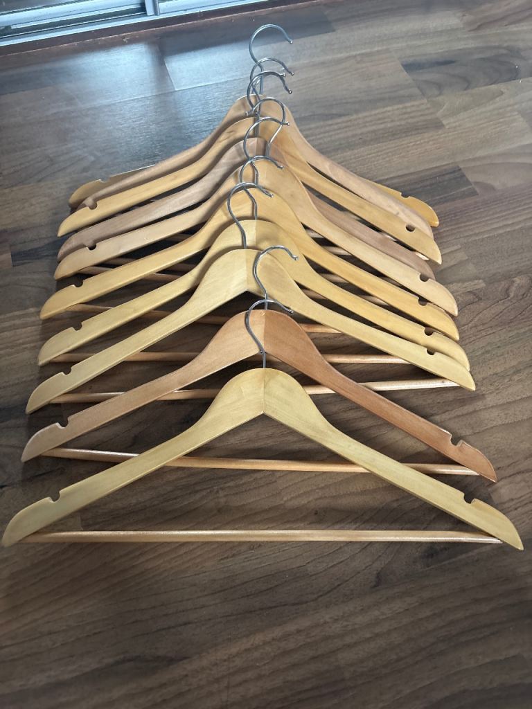 Wooden Coat Hangers - Set of 10