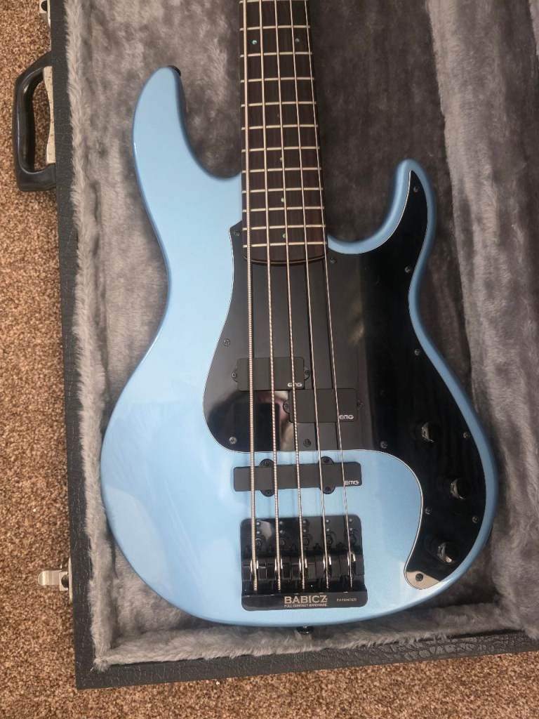LTD Bass Guitar in Light Blue with Hard Case – Good Condition