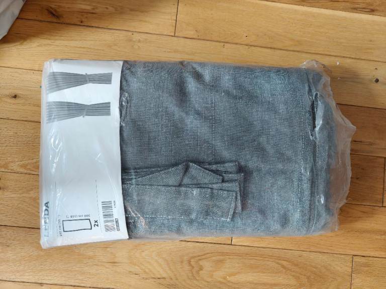 New one pair of IKEA LENDA grey curtains with matching tie-backs 140x300 cm