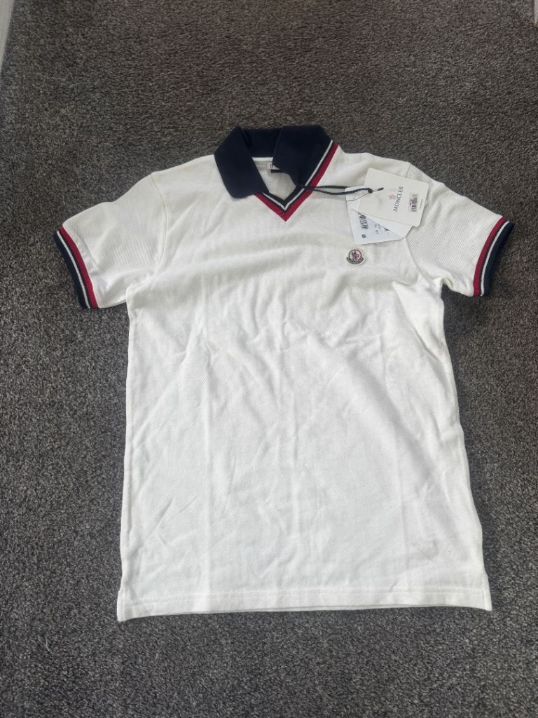 Moncler Tricolor-Trimmed Cotton Polo Shirt 12A