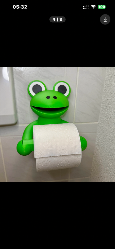 Fun Green Frog Toilet Roll Holder – New