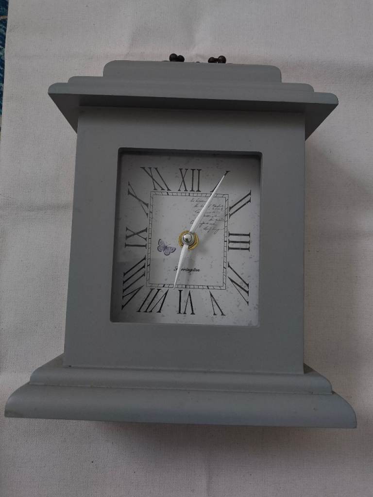 Free Vintage Sage Farrington Large Mantel Clock Butterfly Cottage Core Brass Handle