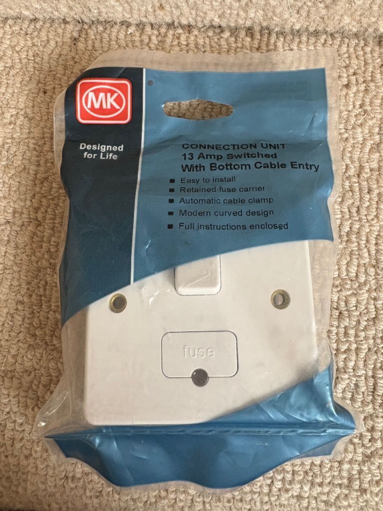 MK Electricals - Connection Until 13 Amp Switched with Bottom Cable Entry Brand new in Sealed packet