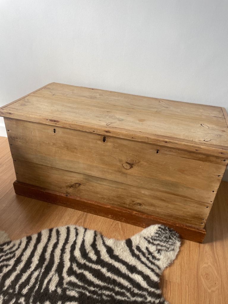 Antique pine chest trunk blanket box 
