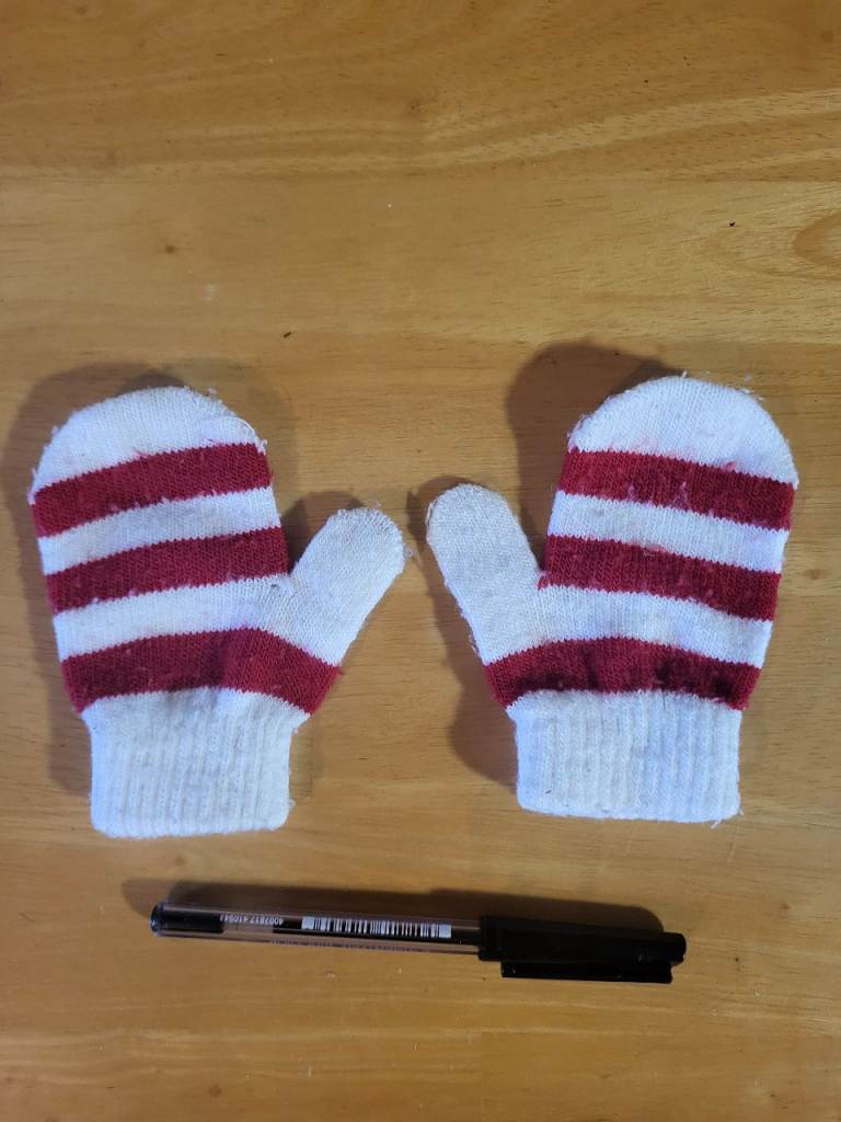 Pair of kids red & white gloves