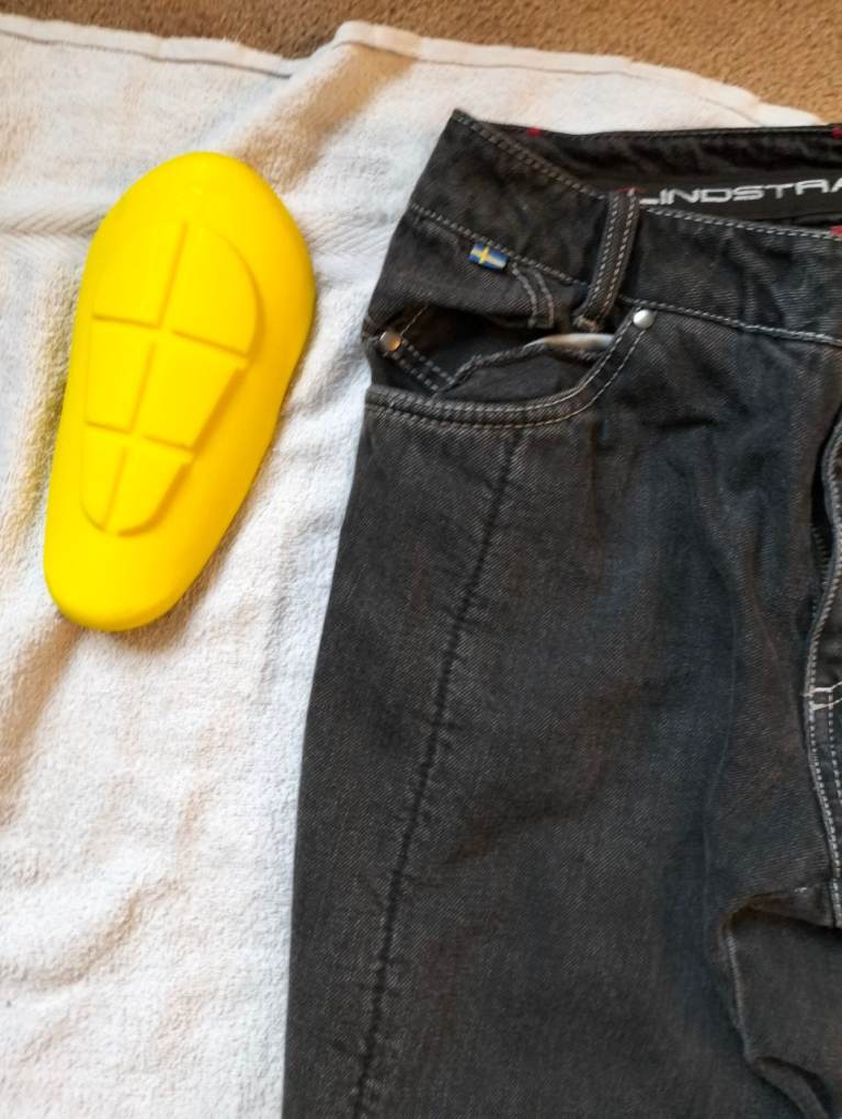 Lindstrands Mens Motorcycle Jeans STR XS W30" L32" Black HI-ART Knee hip Armour