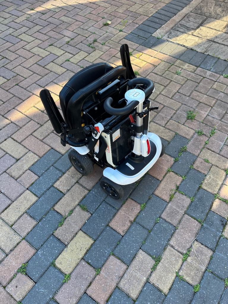 Folding Mobility Scooter – White and Black, Good Condition