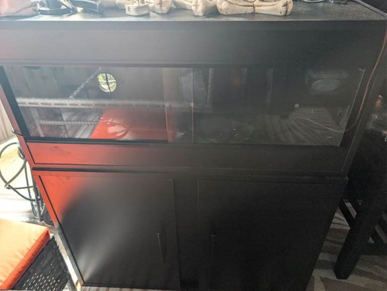 Complete Reptile Vivarium Setup with Cabinet & Accessories