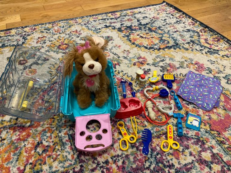 Animagic Angel My Glowing Puppy plush toy and my vet Playset 