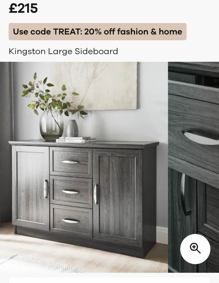 Kingston Large Sideboard in Grey Oak – Brand New